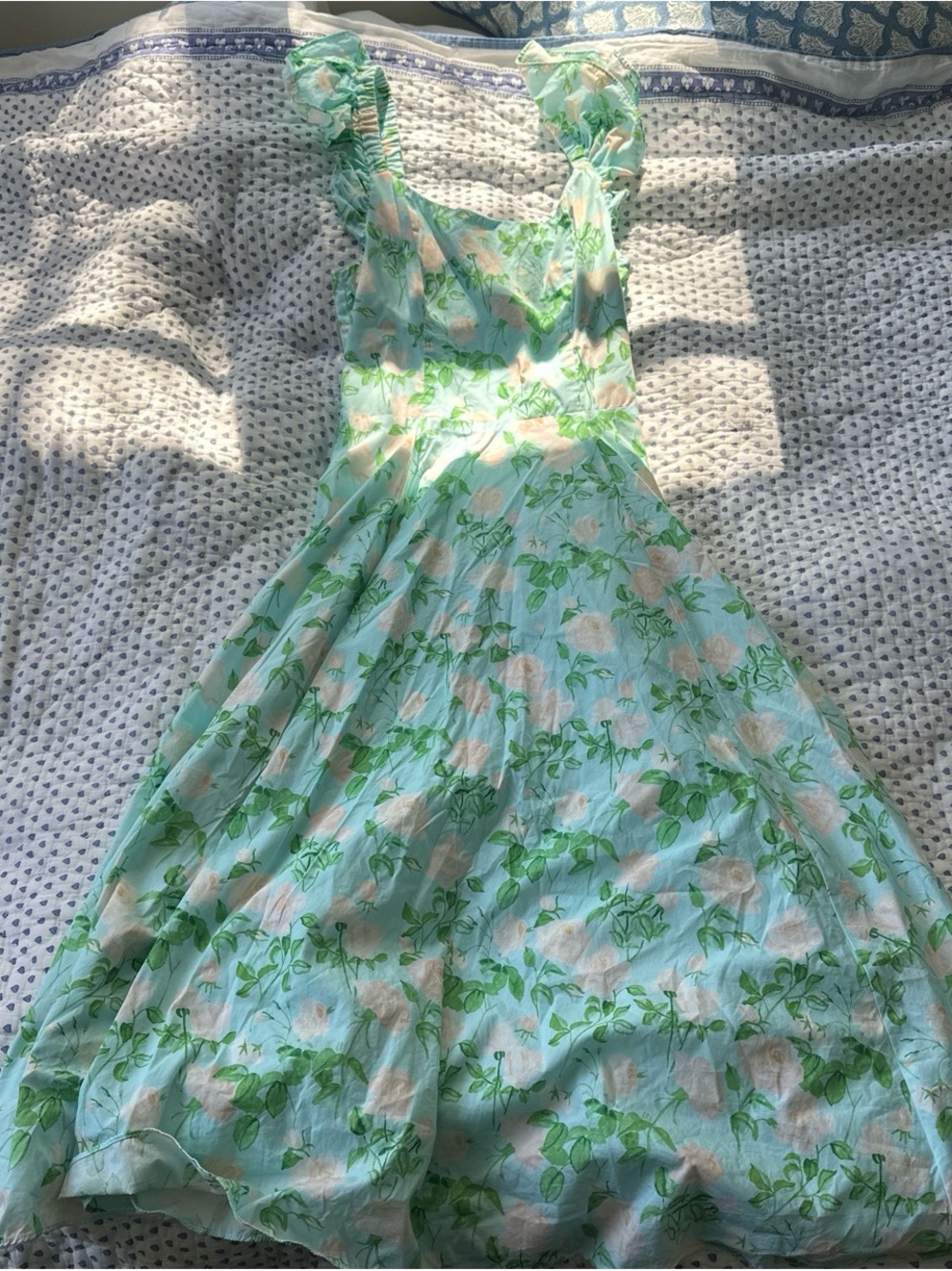 Hill House Mint Green Smocked floral dress